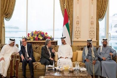دیدار ولیعهد ابوظبی و دبیرکل سازمان‌ ملل درباره خاورمیانه